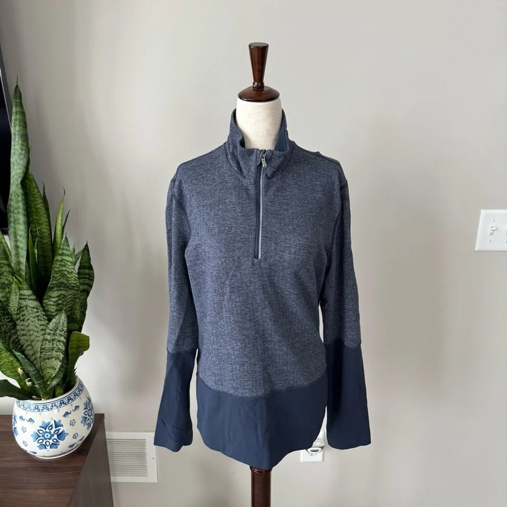 Lululemon 🍋 Speed 1/2 Zip pullover in a blue iris herringbone Rulu fabric
